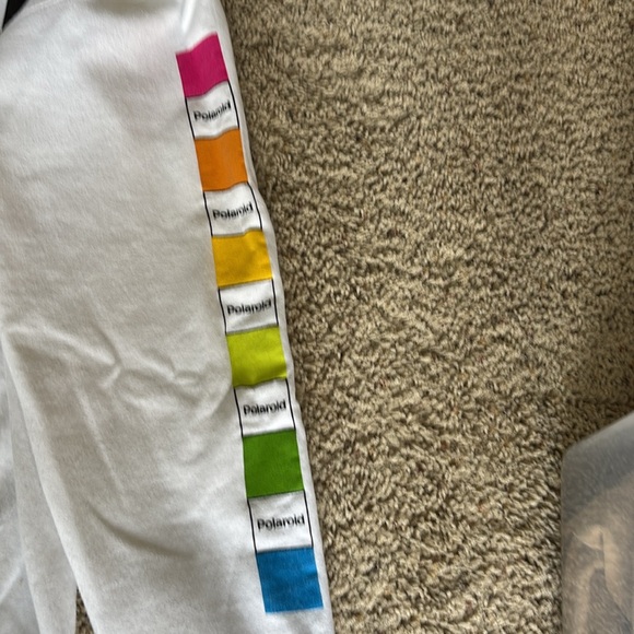 Polaroid White Hoodie with Vibrant Sleeve Accents - Picture 2 of 2